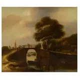 Dutch School 18th century, Landscape with Bridge, oil on panel