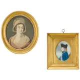 Charles Hayter, Portrait of a young man in naval uniform, said to be Thomas Bennett, watercolour and pastel, oval