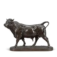 Isidore Bonheur, large patinated bronze model of a standing bull, patinated bronze