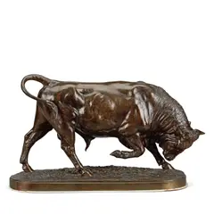 Isidore Bonheur, large patinated bronze model of a pacing bull, patinated bronze