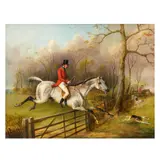George Henry Laporte, Well Over - Jumping the Five Bar Gate, oil on canvas