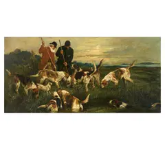 John Emms, The Otter Hunt, oil on canvas