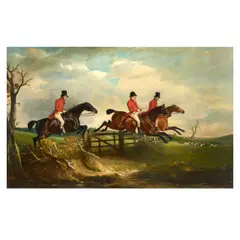 John Ferneley Senior, Sir Francis Holyoake on Crossbow, George Osbaldeston, M.F.H. (The Squire) on Assherton, Sir Harry Goodricke on Dr. Russell (An Entire,) with the Quorn Below Tilton Looking North, oil on canvas