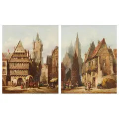 Henry Thomas Schaefer, Two Views of Belgium, oil on canvas