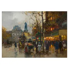 Edouard Henri Léon Cortès, Place de la Republique, Paris, oil on canvas