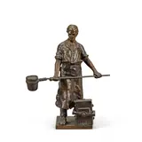 Albert Werner-Schwarzburg, bronze figure of a foundry worker, bronze