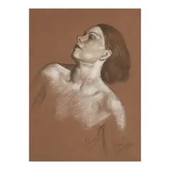 William McGregor Paxton, Eyes Wide Open, 1933, charcoal and white chalk on paper