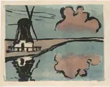 Emil Nolde, Mühle am Wasser, 1926, Farblithografie auf Velin