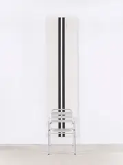 John Armleder, F.S. in two parts, 1988, 2-teilige Installation: Acryl auf Leinwand und Aluminiumstuhl