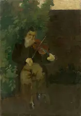 Der alte Geiger by August Macke, 1905, Öl auf Leinwand. Doubliert, sold Dec 2020