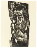 Kopf Ludwig Schames by Ernst Ludwig Kirchner, 1918, Holzschnitt auf Blotting Papier (Prägestempel: ASOKA), sold Jul 2020