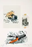 Claes Oldenburg, Untitled (Drum Set) (Notes portfolio), 1968, 9-color lithograph on Rives BFK paper