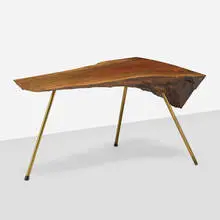 Carl Auböck, Table, c. 1950, walnut, brass, rubber