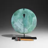 Untitled (Gong) by Harry Bertoia, c. 1975, patinated silicon bronze, enameled metal, wood, leather, sold Apr 2022