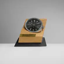 Audemars Piguet, Code 11.59 table clock, 2019, stainless steel, glass