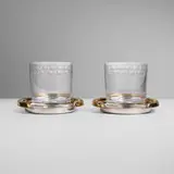 Hermès, Fer à Cheval coasters with Tiffany & Co. glasses, pair