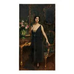 Giacomo Grosso, Portrait of a Woman in Black, oil on canvas