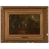 Filippo Palizzi, A Wooded Landscape with a Figure and Goats, oil on board
