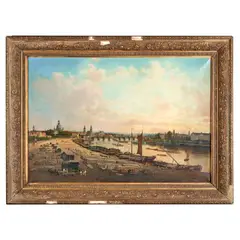Bernardo Bellotto, View of Dresden from the Elbe River and the Docks, oil on canvas