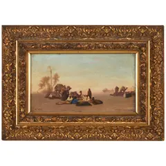 Théodore Frère, Caravans at Rest in the Desert, oil on panel