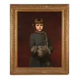 Gaston Casimir Saint-Pierre, Portrait of a Young Girl with a Muff and Fur-Trimmed Coat, oil on canvas