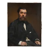 Édouard Debat-Ponsan, Portrait of a Bearded Man in a Dark Suit with a Cigarette, oil on canvas