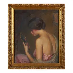 Woman with a Mirror by French School, oil on canvas, offered Mar 2026