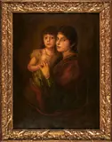 Franz von Lenbach, Portrait of a Mother and Child Seated, oil on panel