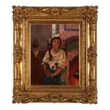A Portrait of a Girl with her Cat by Alois Heinrich Priechenfried, oil on canvas, offered Mar 2026