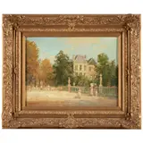 Georges Dufrénoy, Figures in a Park by a Chateau, oil on canvas