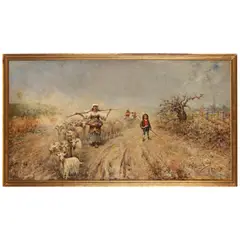 The Shepherds by Rafael Senet y Perez, oil on canvas, sold Mar 2026