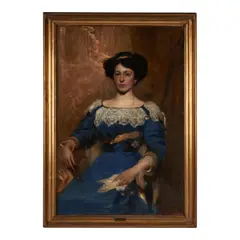 Cesare Tallone, Portrait of a Lady in Blue, oil on canvas