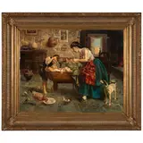 Eugenio Zampighi, The New Baby, oil on canvas