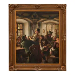 Emil Rau, Bavarian Tavern Scene, oil on canvas