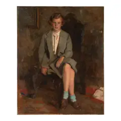 Harrington Mann, Portrait of a Girl in Grey, oil on canvas