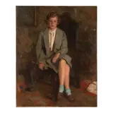 Harrington Mann, Portrait of a Girl in Grey, oil on canvas