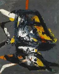 American School, Driftwood #3 (Flight), circa 1961, oil on Masonite