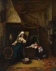 Josse Impens, Mother's helper, oil on panel