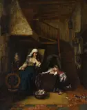 Josse Impens, Mother's helper, oil on panel