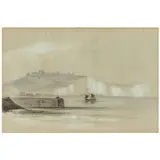 British School, The White Cliffs of Dover Viewed from the Strait of Dover, circa 1865, gouache, pencil and conte crayon on paper
