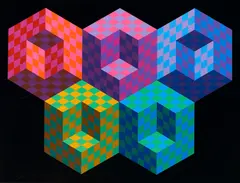 Victor Vasarely, Hexa 5, 1988, Screenprint in colors on wove paper