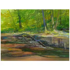 Albert George Handell, River Landscape, oil on Masonite