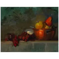 Still Life with Fruit by Gene Hackman, oil on canvas, sold Dec 2025
