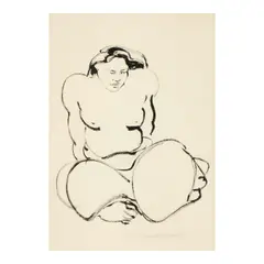 Yvonne Cheng, Portrait of a Seated Nude, 1984, ink on paper