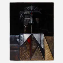 Untitled by Nick de Angelis, oil on cardboard, sold Apr 2022