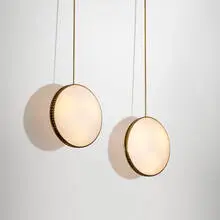 Hanging lamps, pair by Fontana Arte, 1959, brass, frosted glass, sold Apr 2022