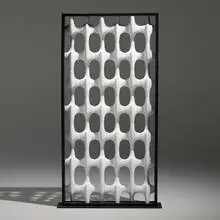 Don Harvey, Bones screen, c. 1965, cast and lacquered fiberglass, ebonized wood frame, enameled steel