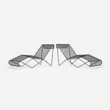 attribution Milo Baughman, chaise lounges, pair, c. 1965, enameled steel