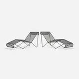 attribution Milo Baughman, chaise lounges, pair, c. 1965, enameled steel