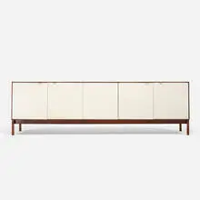 Florence Knoll, custom cabinet, walnut, lacquered wood, chrome-plated brass